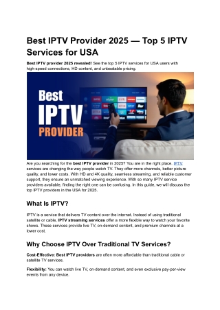 Best IPTV Provider 2025 — Top 5 IPTV Services for USA
