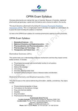 OPRA Exam Syllabus