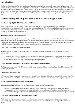 Understanding Your Rights: Seattle Auto Accident Legal Guide