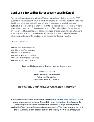 Can I use a Buy verified Naver account outside Korea_