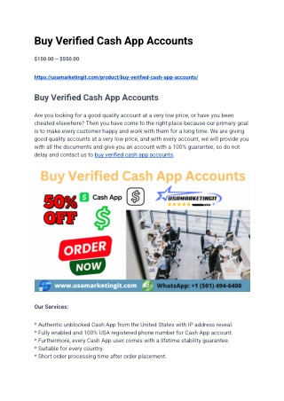 USA Best Site to Buy Verified Cash App Accounts