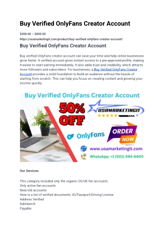 USA Best Site to Buy Veried OnlyFans Creator Account