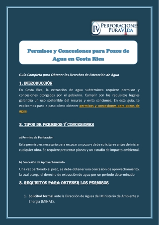 Permisos y Concesiones para Pozos de Agua en Costa Rica