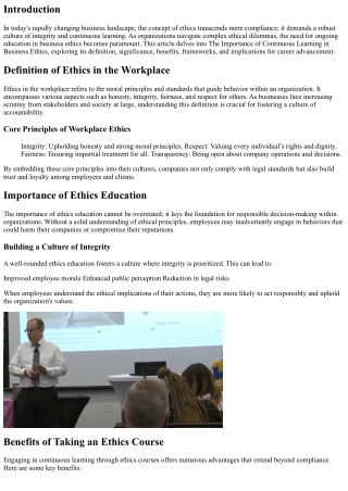 The Importance of Continuous Learning in Business Ethics