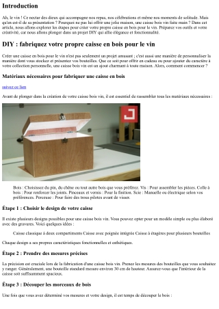 DIY : fabriquez votre propre caisse en bois pour le vin