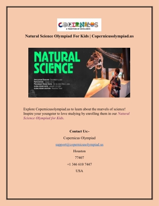 Natural Science Olympiad For Kids Copernicusolympiad.us