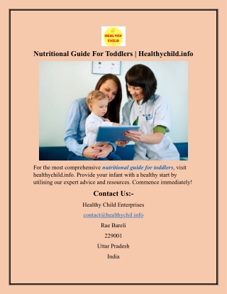 Nutritional Guide For Toddlers Healthychild.info