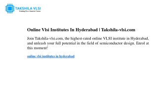 Vlsi Design Course Online | Takshila-vlsi.com