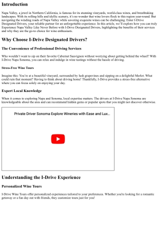 Experience Napa Valley Like Never Before with I-Drive Designated Drivers