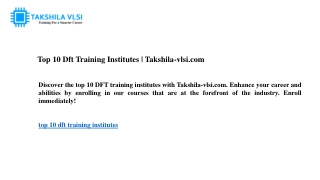 Top 10 Dft Training Institutes Takshila-vlsi.com