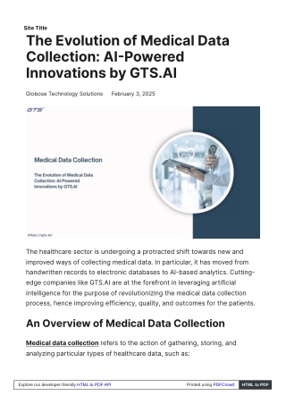 The Evolution of Medical Data Collection AI-Powered Innovations by GTS.AI