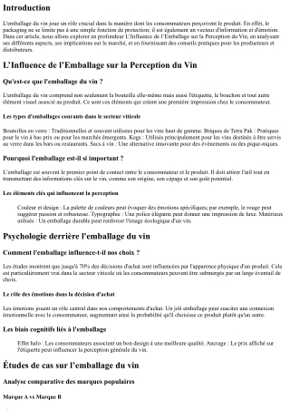 L’Influence de l’Emballage sur la Perception du Vin