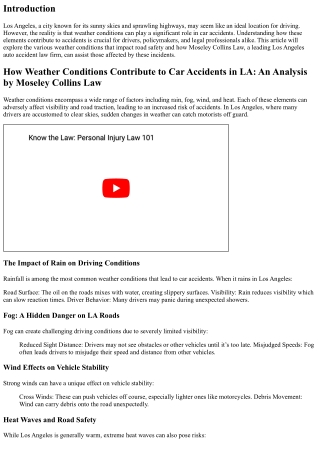 How Weather Conditions Contribute to Car Accidents in LA: An Analysis by Moseley