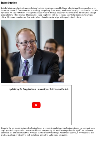 Creating a Culture of Integrity: The Role of Ethics Courses