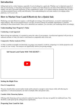 How to Market Your Land Effectively for a Quick Sale