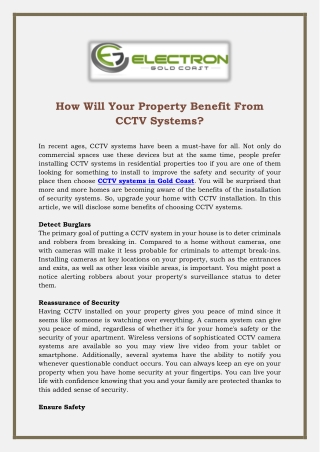 How Will Your Property Benefit From CCTV Systems