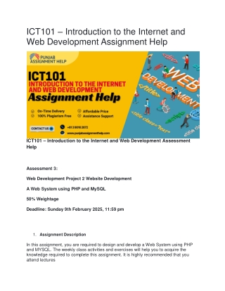 ICT101 – Introduction to the Internet and Web Development Assignment Help