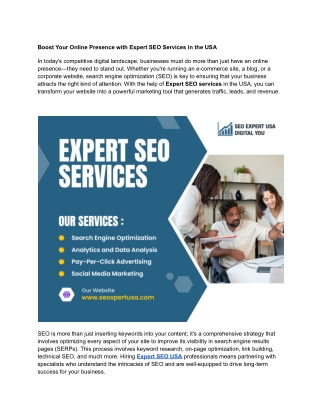 Expert SEO Services to Grow Your Online Presence