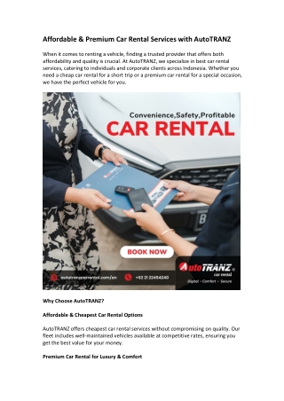 Affordable & Premium Car Rental Services with AutoTRANZ
