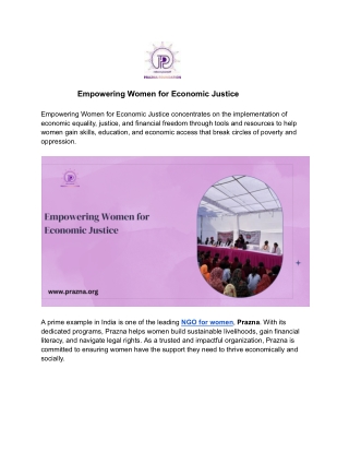 Empowering Women for Economic Justice