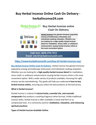 Buy Herbal Incense Online Cash On Delivery - herbalincense24