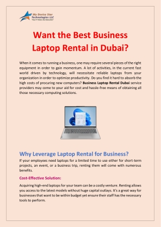 Want the Best Business Laptop Rental in Dubai?