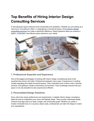 Top Benefits of Hiring Interior Design Consulting Services