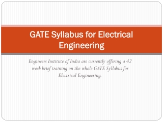 GATE Syllabus for Electrical Engineering