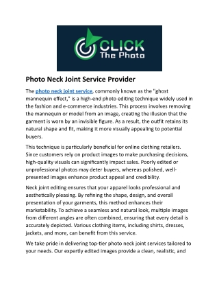 Photo Neck Joint Service | Mannequin Neck Editing Provider