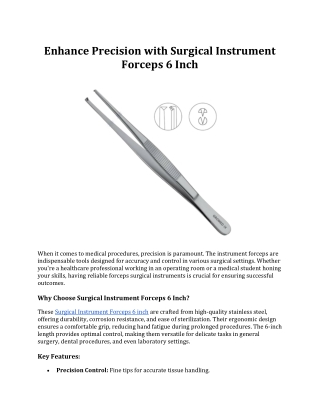 Enhance Precision with Surgical Instrument Forceps 6 Inch