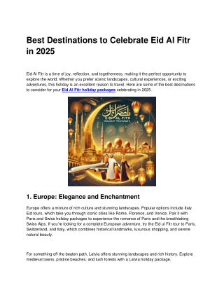 Best Destinations to Celebrate Eid Al Fitr in 2025