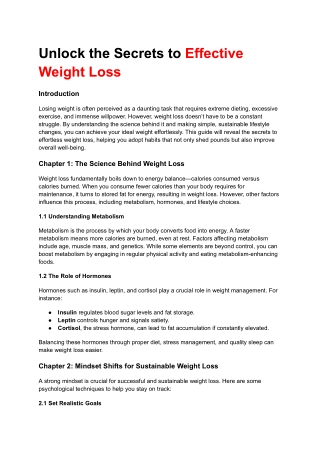 Unlock the Secrets to Effective Weight Loss