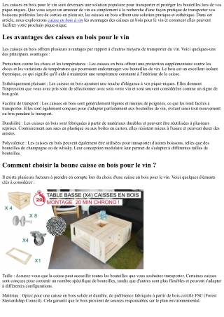 Les caisses en bois pour le vin : une solution pratique pour le transport lors d