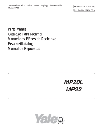 YALE (D842) MP20L MP22 Parts Catalogue Manual Instant Download