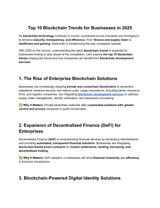Top 10 Blockchain Trends for Businesses in 2025