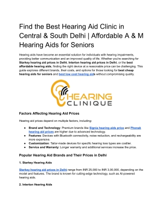 Find the Best Hearing Aid Clinic in Central & South Delhi | Affordable A & M Hea