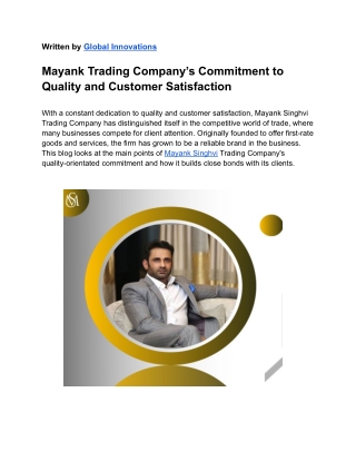 Mayank Trading Company_ Dedication to Customer Contentment and Quality