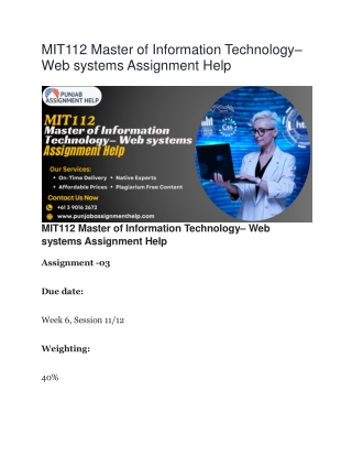 MIT112 Master of Information Technology– Web systems Assignment Help
