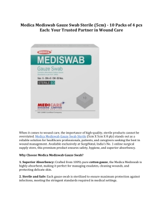 Medica Mediswab Gauze Swab Sterile: Reliable Wound Care Solution (5cm x 5cm)
