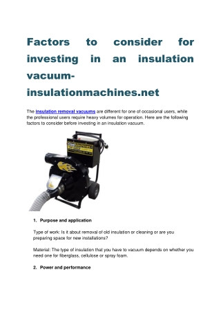 Factors to consider for investing in an insulation vacuum-insulationmachines.net