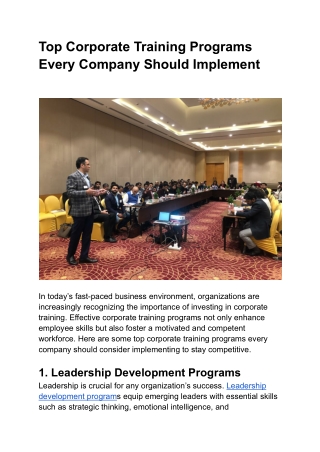 Top Corporate Training Programs Every Company Should Implement