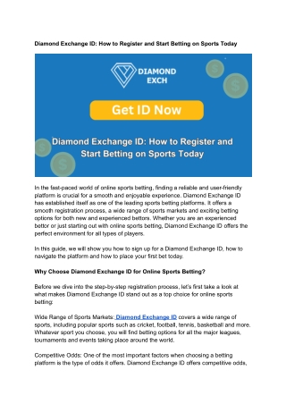 Diamond Exchange ID_ How to Register and Start Betting on Sports Today