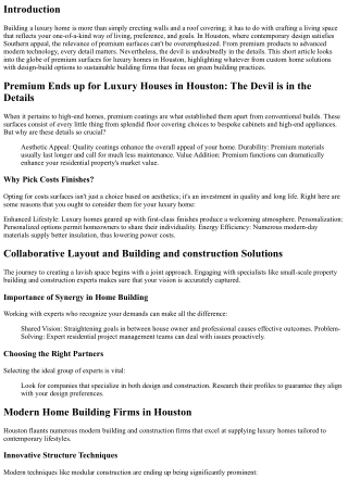 Premium Finishes for Deluxe Homes in Houston: The Evil one remains in the Detail