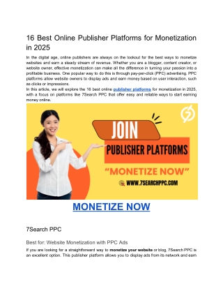 16 Best Online Publisher Platforms for Monetization in 2025