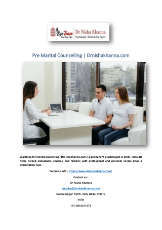 Pre Marital Counselling | Drnishakhanna.com