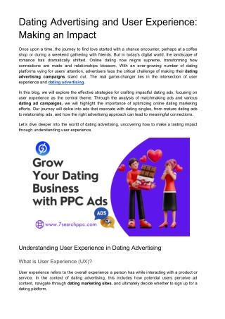 Dating Advertising and User Experience: Making an Impact