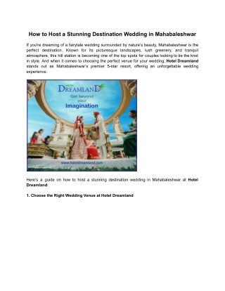 How to Host a Stunning Destination Wedding in Mahabaleshwar