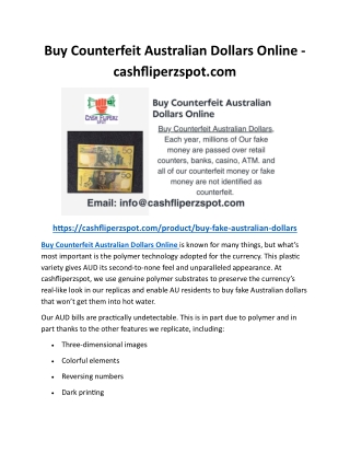 Buy Counterfeit Australian Dollars Online - cashfliperzspot