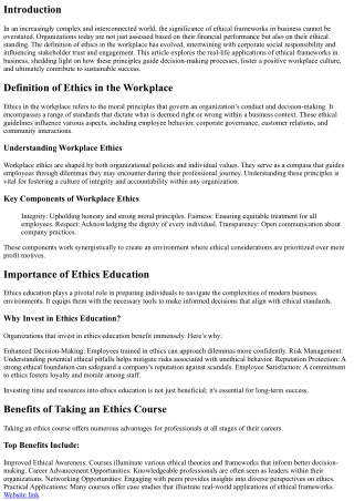 Real-Life Applications of Ethical Frameworks in Business