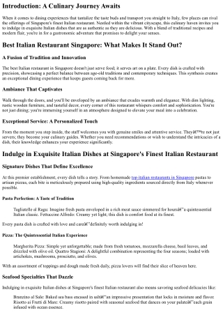 Indulge in Exquisite Italian Dishes at Singapore's Finest Italian Restaurant